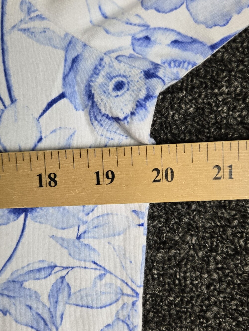 Talbots T Shirt Womens L China Blue Floral Cotton Long Sleeve New - Picture 9 of 11